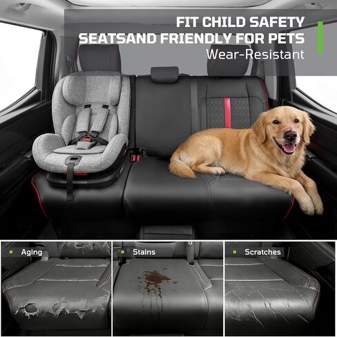 Fit For Toyota Tundra Crewmax Cab & Double Cab Sr Sr5 2022 2023 2024 2025 2026 Custom Car Seat Covers ,Full Covered Faux Leather Waterproof Seat Covers For Trucks,Car Seat Protector Full Set-Black&Red in Saudi Arabia
