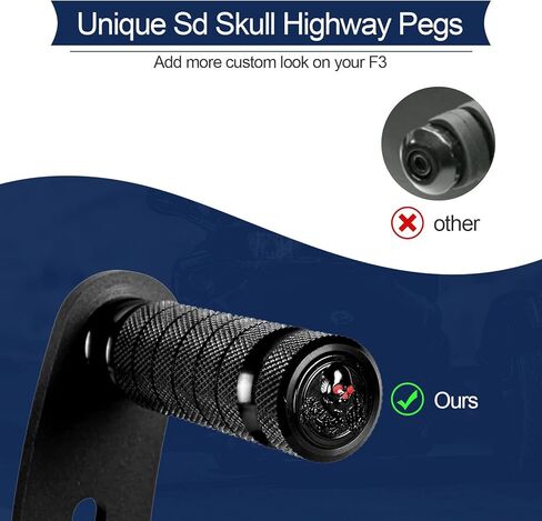 ATV Foot Pegs, Adjustable Floor Board Highway Footpegs Foot Rests Extension Peg Mount Kit, For Can Am Spyder F3 Floorboard Models 2015-2023 (3D Skull) in Kuwait