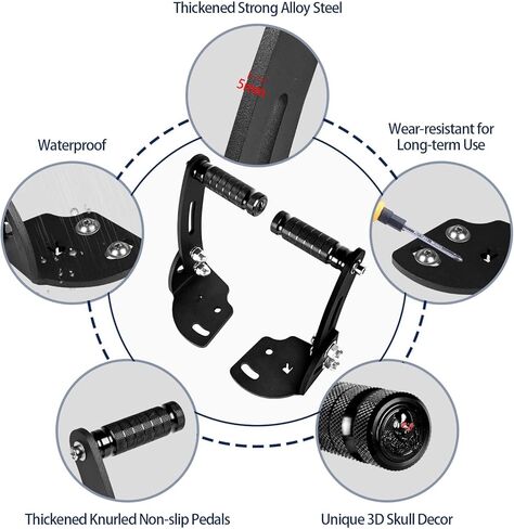 ATV Foot Pegs, Adjustable Floor Board Highway Footpegs Foot Rests Extension Peg Mount Kit, For Can Am Spyder F3 Floorboard Models 2015-2023 (3D Skull) in Kuwait