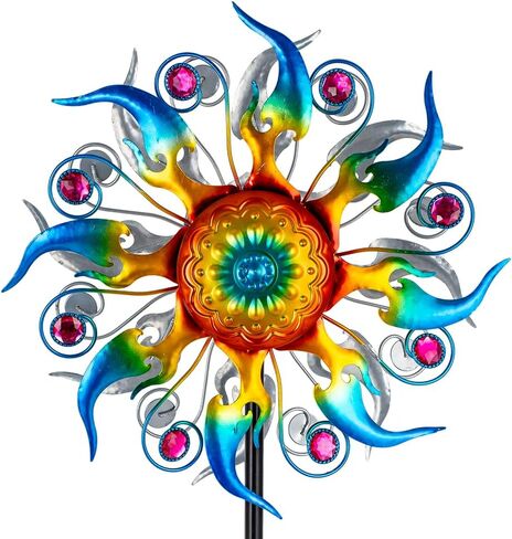 Wind Spinners Outdoor, Kinetic Wind Sculptures & Spinners, Poinsettia Flower Metal Wind Spinners for Yard and Garden in Kuwait