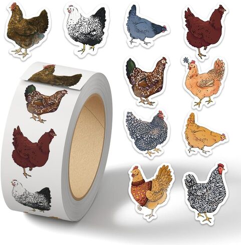 500Pcs Cute Cartoon Chicken Stickers - 1Inch Round Self Adhesive Stickers, Aesthetic Water Bottle Stickers, Envelope Seal Labels, Gift Decor Paster for Scrapbooking, Laptops in Kuwait