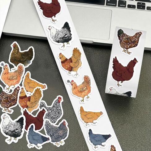 500Pcs Cute Cartoon Chicken Stickers - 1Inch Round Self Adhesive Stickers, Aesthetic Water Bottle Stickers, Envelope Seal Labels, Gift Decor Paster for Scrapbooking, Laptops in Kuwait