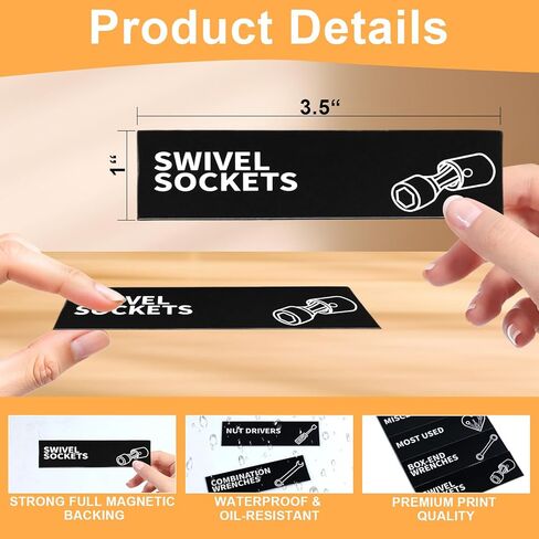 90 PCS Magnetic Toolbox Labels – 3.5"x1" Large Tool Box Stickers,Strong Magnets for Tools Chest Drawer Organization – Fits U.S. General Tool Box Accessories & All Steel Tools Cabinets in Saudi Arabia