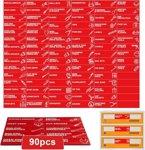 90 PCS Magnetic Toolbox Labels – 3.5"x1" Large Tool Box Stickers,Strong Magnets for Tools Chest Drawer Organization – Fits U.S. General Tool Box Accessories & All Steel Tools Cabinets in Kuwait