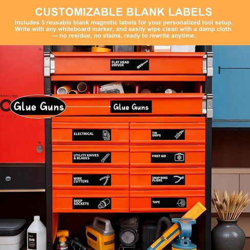 90 PCS Magnetic Toolbox Labels – 3.5"x1" Large Tool Box Stickers,Strong Magnets for Tools Chest Drawer Organization – Fits U.S. General Tool Box Accessories & All Steel Tools Cabinets in Saudi Arabia