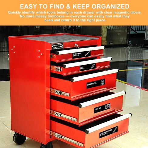 90 PCS Magnetic Toolbox Labels – 3.5"x1" Large Tool Box Stickers,Strong Magnets for Tools Chest Drawer Organization – Fits U.S. General Tool Box Accessories & All Steel Tools Cabinets in Saudi Arabia