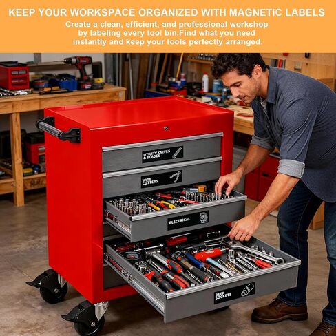 90 PCS Magnetic Toolbox Labels – 3.5"x1" Large Tool Box Stickers,Strong Magnets for Tools Chest Drawer Organization – Fits U.S. General Tool Box Accessories & All Steel Tools Cabinets in Saudi Arabia