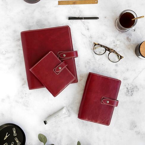 منظم Filofax Malden، مقاس A5، عنابي - ملموس، جلد جاموس محبب بالكامل، ست حلقات، حشوة من القطن الكريمي لعرض الأسبوع، متعدد اللغات (C021703) in Saudi Arabia