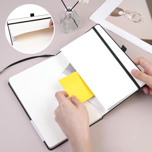 مجموعة 4 قطع من دفاتر الملاحظات اليومية مع أقلام A5 A6 مبطنة بالجلد بغلاف مقوى دفتر تنفيذي للرجال والنساء مجلة يومية، لمحامي مكتب الأعمال باللون الأسود in Kuwait