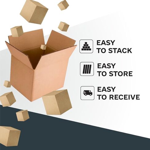 صناديق الشحن (6 بوصة طول × 4 بوصة عرض × 3 بوصة ارتفاع، عبوة 50) | صناديق بريد من الورق المقوى المموج للشركات الصغيرة والتعبئة والتغليف in Kuwait