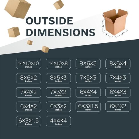 صناديق الشحن (6 بوصة طول × 4 بوصة عرض × 3 بوصة ارتفاع، عبوة 50) | صناديق بريد من الورق المقوى المموج للشركات الصغيرة والتعبئة والتغليف in Kuwait