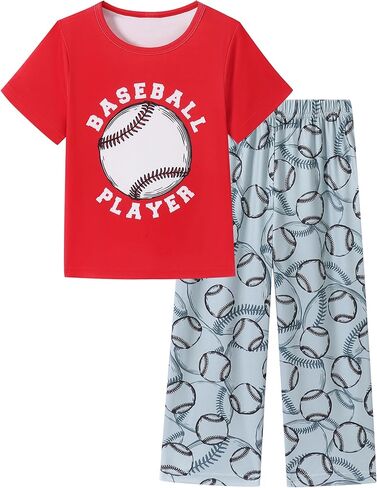 Mikrdoo Boys Pajamas Set 2Piece Short Sleeve Tops and Pants PJs Summer Sleepwear for Kids Size 2-7 Years in Kuwait