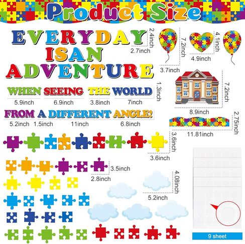 162 Pcs Autism Bulletin Board Puzzle Pieces Classroom Decor Everyday is an Adventure Hot Air Balloons Cutouts for Autism Awareness Window Wall Door Blackboard Party Supplies in Kuwait