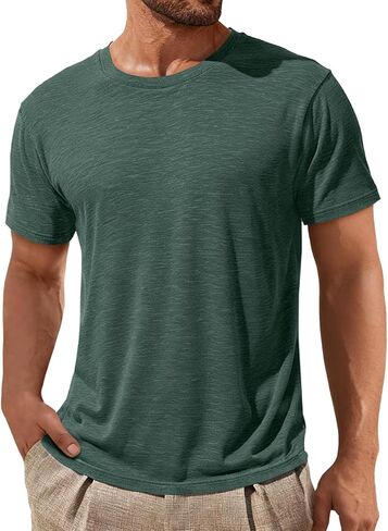 ZDC Mens Short Sleeve Shirts Summer Casual Crew Neck T Shirts Classic Basic Tee in Saudi Arabia