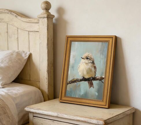 Vintage Gold Framed Bird Canvas Wall Art Bird Beige Sparrow painting Picture Wall Decor Sparrow on Branch Posters Prints Artwork for Living Room Bedroom Kitchen Home Decoration 9x11in in Saudi Arabia