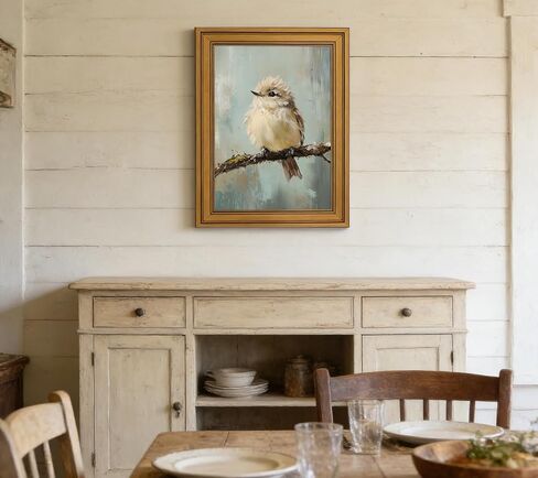 Vintage Gold Framed Bird Canvas Wall Art Bird Beige Sparrow painting Picture Wall Decor Sparrow on Branch Posters Prints Artwork for Living Room Bedroom Kitchen Home Decoration 9x11in in Saudi Arabia