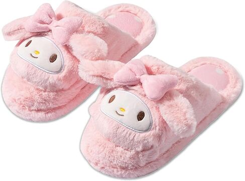 Roffatide Anime Melody Cute Plush Floor Slippers Indoor Shoes Fuzzy Slippers with Rubber Sole for Girls Women 7.5-8 in Kuwait