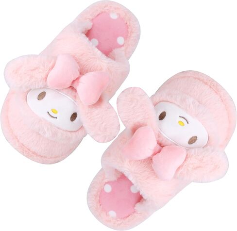 Roffatide Anime Melody Cute Plush Floor Slippers Indoor Shoes Fuzzy Slippers with Rubber Sole for Girls Women 7.5-8 in Kuwait