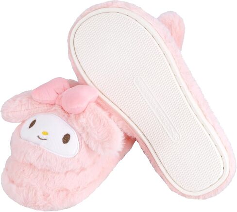 Roffatide Anime Melody Cute Plush Floor Slippers Indoor Shoes Fuzzy Slippers with Rubber Sole for Girls Women 7.5-8 in Kuwait