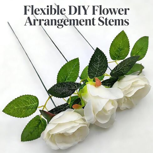 100-Pack Floral Stems Wire for Paper Flower 2 Gauge Flower Stems for Crochet Projects 16 Inch Artificial Green Crafts Wire Wreath Making Supplies for Flower DIY Art (100pcs) in Kuwait