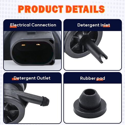 Windshield Washer Pump Compatible with BMW E90,E60, 525i, 328i, 325xi, 335i, 325i, M3, M5, M6,Replacement OEM# 67127302589,21323-232316A,67126934159 in Kuwait