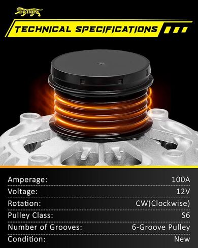 Oktiger Upgraded Alternator for Toyota Camry 2018 2019 2020 2021 2022 2023 2.5L, Corolla 2019-2022 2.0L, for Rav4 2019-2022 2.5L, L4 12V 100A Clockwise 6-Groove Pulley, OE 27060-25010 in Saudi Arabia