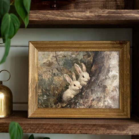 uniro Vintage Easter Rabbits in the Forest Print Farmhouse Wall Art Retro Bunny Wall Art Cottage Easter and Spring Decor for Bedroom Bathroom Kitchen Holidays Decor - 8x10 Unframed in Kuwait