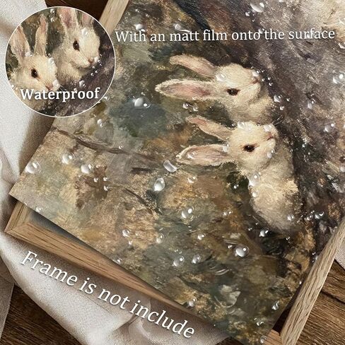 uniro Vintage Easter Rabbits in the Forest Print Farmhouse Wall Art Retro Bunny Wall Art Cottage Easter and Spring Decor for Bedroom Bathroom Kitchen Holidays Decor - 8x10 Unframed in Kuwait