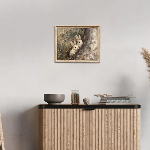 uniro Vintage Easter Rabbits in the Forest Print Farmhouse Wall Art Retro Bunny Wall Art Cottage Easter and Spring Decor for Bedroom Bathroom Kitchen Holidays Decor - 8x10 Unframed in Kuwait