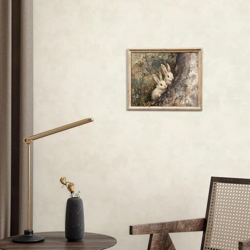 uniro Vintage Easter Rabbits in the Forest Print Farmhouse Wall Art Retro Bunny Wall Art Cottage Easter and Spring Decor for Bedroom Bathroom Kitchen Holidays Decor - 8x10 Unframed in Kuwait