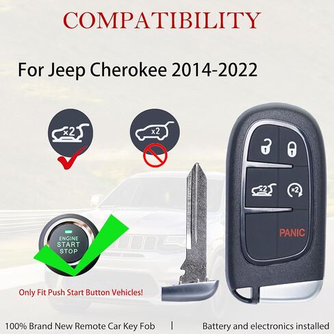 MechanMagic Key Fob Replacement Fits for Jeep Cherokee 2014-2022 Keyless Entry Remote Control GQ4-54T 68141580 in Saudi Arabia
