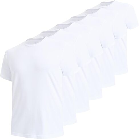 BAMBOO COOL Men's Tagless Crewneck Undershirts,Soft Performance T-Shirt,Moisture-Wicking Tees for Men,6 Pack in Kuwait