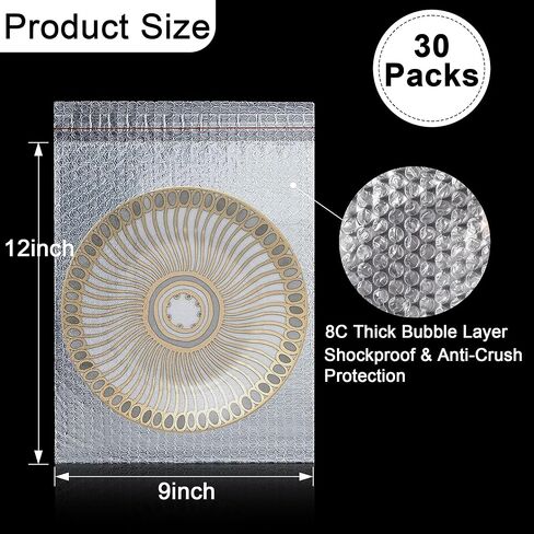 30Pcs 9" x 12" Bubble Self-sealing Bag Out Wrap Pouches Clear Bubble Pouches Wrap Bag for Shipping, Double Walled Bubble Cushioning Bags for Packing, Moving, Shipping, and Storage in Kuwait