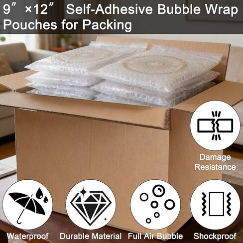 30Pcs 9" x 12" Bubble Self-sealing Bag Out Wrap Pouches Clear Bubble Pouches Wrap Bag for Shipping, Double Walled Bubble Cushioning Bags for Packing, Moving, Shipping, and Storage in Kuwait
