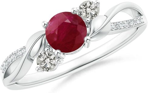 Angara Natural Ruby and Diamond Twisted Vine Ring in 14K Solid Gold/Platinum | July Birthstone, Birthday, Engagement, Anniversary, Wedding Jewelry Gift for Women in Saudi Arabia