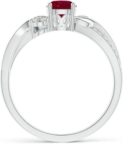 Angara Natural Ruby and Diamond Twisted Vine Ring in 14K Solid Gold/Platinum | July Birthstone, Birthday, Engagement, Anniversary, Wedding Jewelry Gift for Women in Saudi Arabia