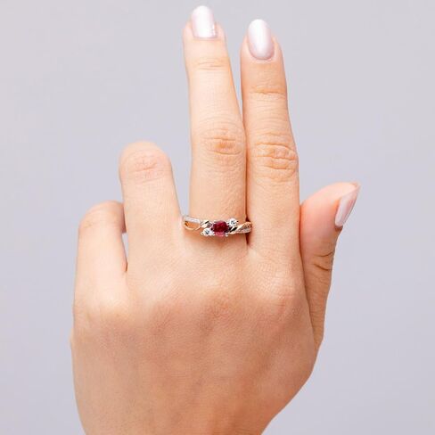 Angara Natural Ruby and Diamond Twisted Vine Ring in 14K Solid Gold/Platinum | July Birthstone, Birthday, Engagement, Anniversary, Wedding Jewelry Gift for Women in Saudi Arabia