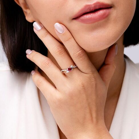 Angara Natural Ruby and Diamond Twisted Vine Ring in 14K Solid Gold/Platinum | July Birthstone, Birthday, Engagement, Anniversary, Wedding Jewelry Gift for Women in Saudi Arabia