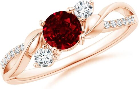 Angara Natural Ruby and Diamond Twisted Vine Ring in 14K Solid Gold/Platinum | July Birthstone, Birthday, Engagement, Anniversary, Wedding Jewelry Gift for Women in Saudi Arabia