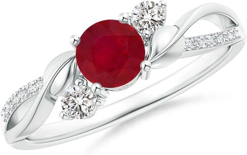 Angara Natural Ruby and Diamond Twisted Vine Ring in 14K Solid Gold/Platinum | July Birthstone, Birthday, Engagement, Anniversary, Wedding Jewelry Gift for Women in Saudi Arabia