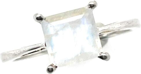 Genuine Rainbow Moonstone 925 Solid Sterling Silver Engagement Ring Size 6, 7, 8, 9, 10 in Kuwait