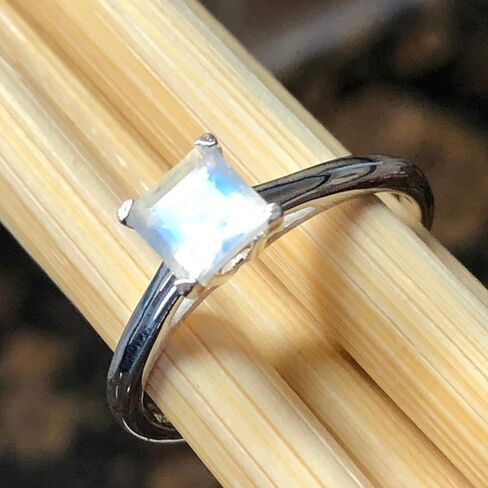 Genuine Rainbow Moonstone 925 Solid Sterling Silver Engagement Ring Size 6, 7, 8, 9, 10 in Kuwait