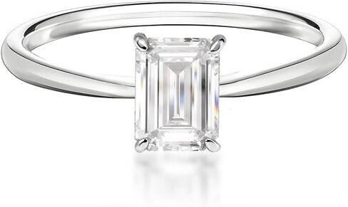 1ct Emerald Cut Moissanite Travel Ring, S925 Sterling Silver, VVS Solitaire Engagement Ring, White in Kuwait