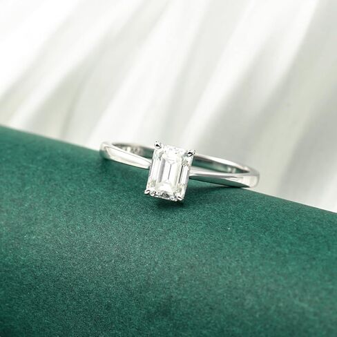 1ct Emerald Cut Moissanite Travel Ring, S925 Sterling Silver, VVS Solitaire Engagement Ring, White in Kuwait