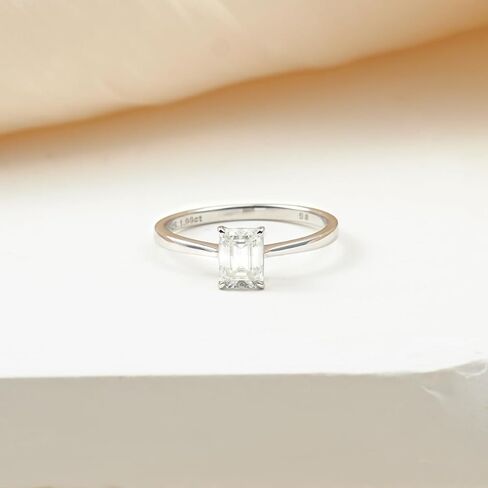 1ct Emerald Cut Moissanite Travel Ring, S925 Sterling Silver, VVS Solitaire Engagement Ring, White in Kuwait