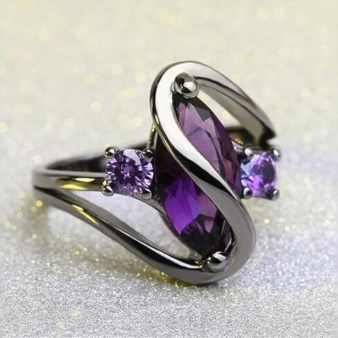 Charming Black Ring Female Engagement Jewelry with White Simulated Opal in Saudi Arabia