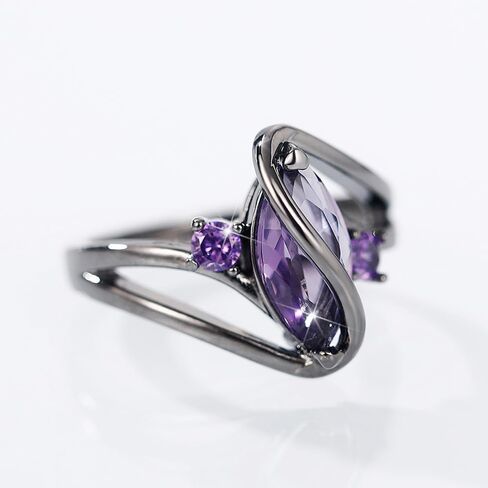 Charming Black Ring Female Engagement Jewelry with White Simulated Opal in Saudi Arabia