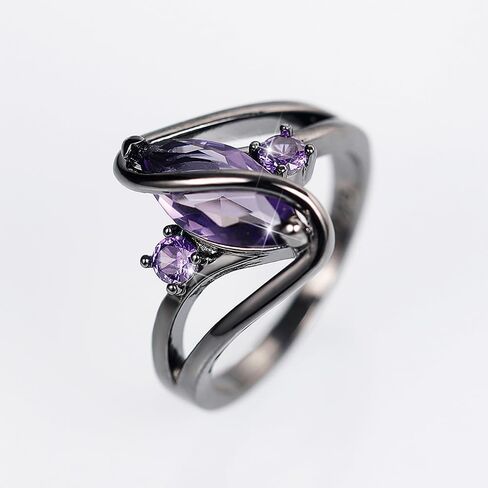 Charming Black Ring Female Engagement Jewelry with White Simulated Opal in Saudi Arabia