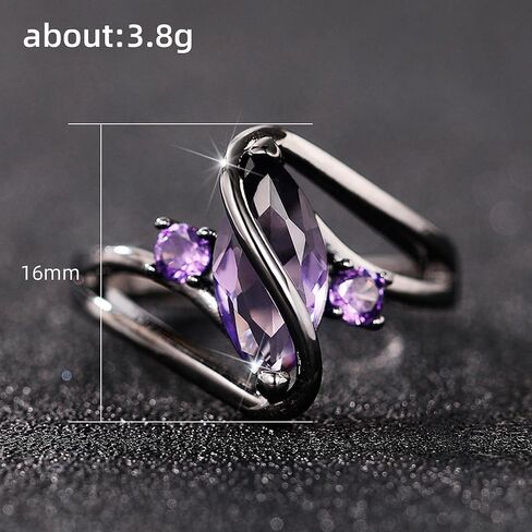 Charming Black Ring Female Engagement Jewelry with White Simulated Opal in Saudi Arabia