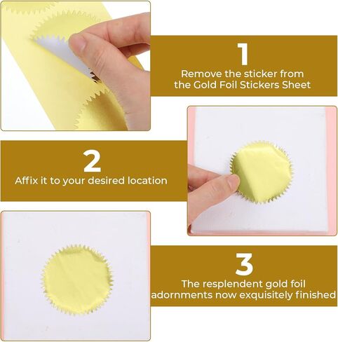 300 قطعة من الملصقات المزخرفة المصنوعة من رقائق الذهب المستديرة مقاس 2 بوصة، ملصقات منقوشة بأختام معدنية ذاتية اللصق مع حافة مسننة للأظرف والشهادات والحزم وكاتب العدل والجوائز ونقش الكتب in Kuwait